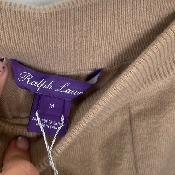 Ralph Lauren Purple Label Tan Cashmere Knit Jogger Pants Size Medium NWT - Picture 6 of 7